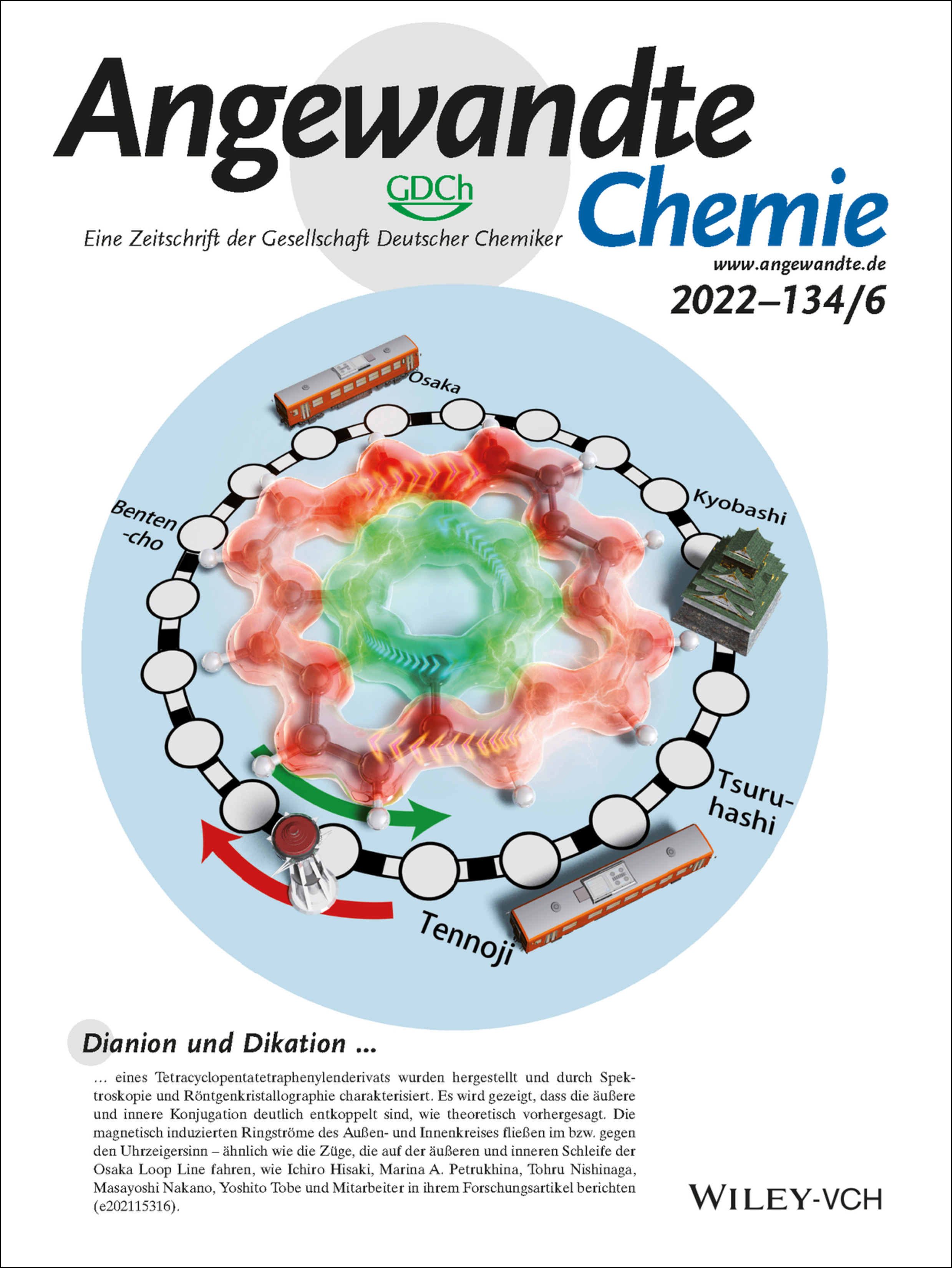 Innentitelbild: Dianion and Dication of Tetracyclopentatetraphenylene as Decoupled Annulene-within-an-Annulene Models (Angew. Chem. 6/2022) Volume 134 Issue 6, 2022