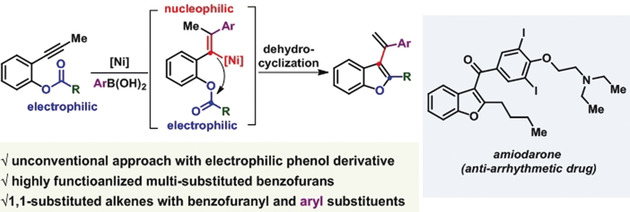 Access to Multifunctionalized Benzofurans by Aryl Nickelation of Alkynes: Efficient Synthesis of the Anti-Arrhythmic Drug Amiodarone
