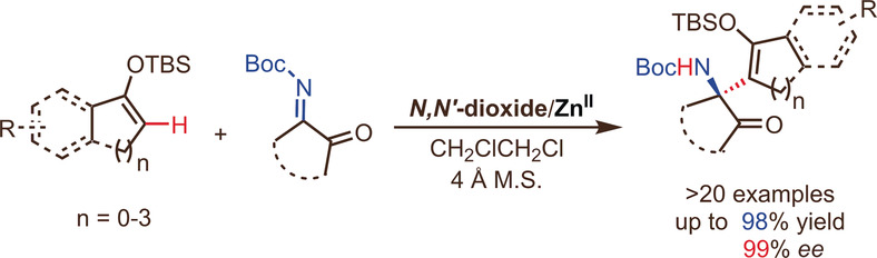 Chiral Zinc(II)-Catalyzed Enantioselective Tandem α-Alkenyl Addition/Proton Shift Reaction of Silyl Enol Ethers with Ketimines