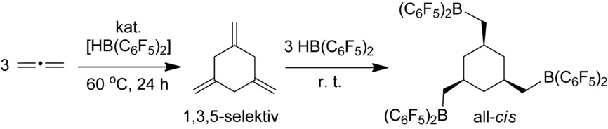Selective Metal-free HB(C6F5)2 Catalyzed Allene Cyclotrimerization: Formation of 1,3,5-Trimethylenecyclohexane and Its Tris-hydroboration Product