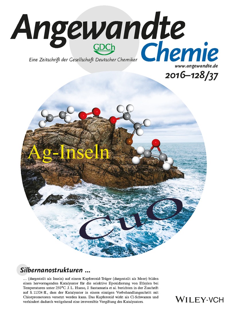 Innentitelbild: A Nanoarchitecture Based on Silver and Copper Oxide with an Exceptional Response in the Chlorine-Promoted Epoxidation of Ethylene (Angew. Chem. 37/2016) Volume 128 Issue 37, 2016