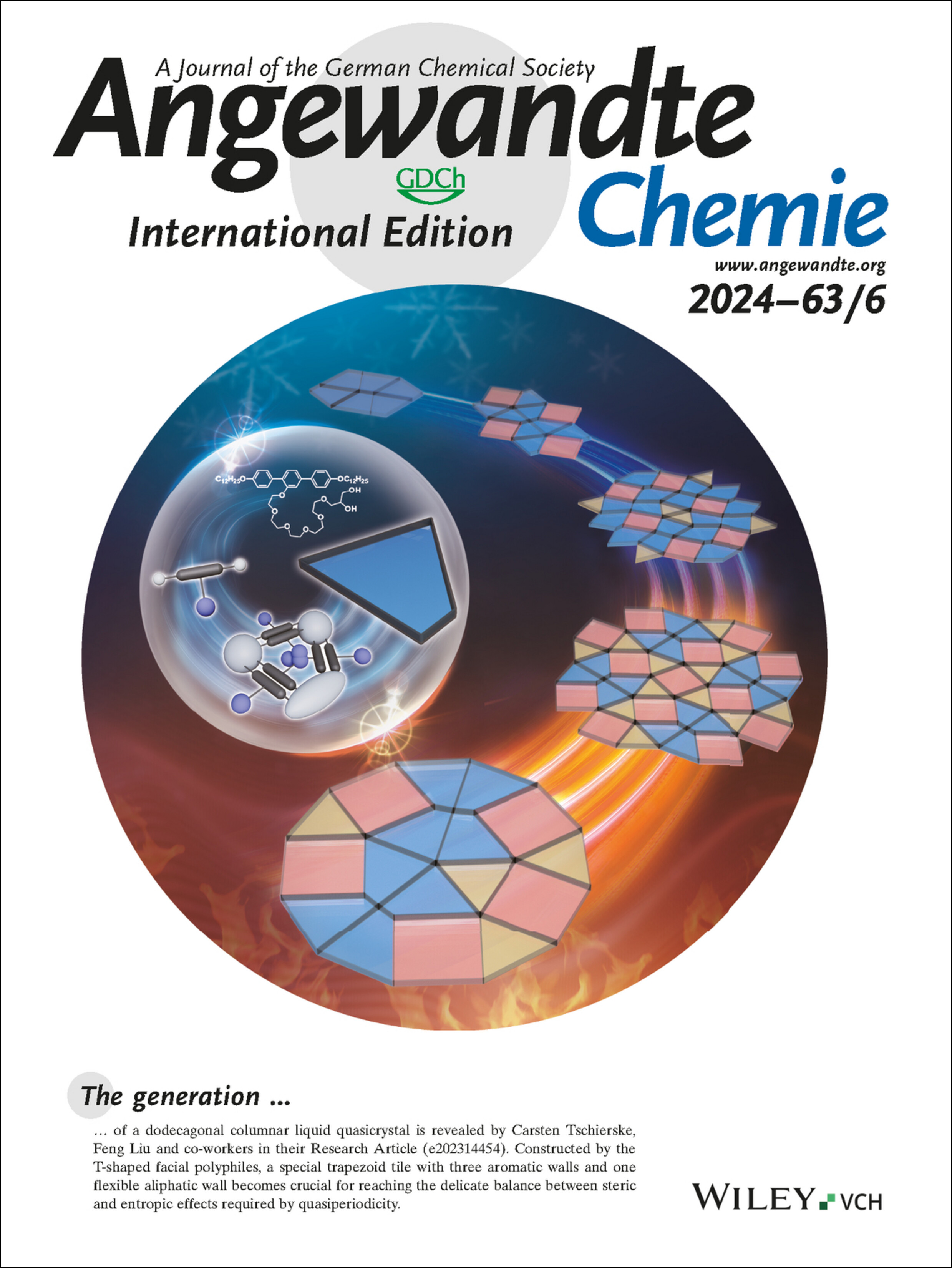 Inside Cover: Understanding the Role of Trapezoids in Honeycomb Self-Assembly—Pathways between a Columnar Liquid Quasicrystal and its Liquid-Crystalline Approximants (Angew. Chem. Int. Ed. 6/2024) Volume 63 Issue 6, 2024