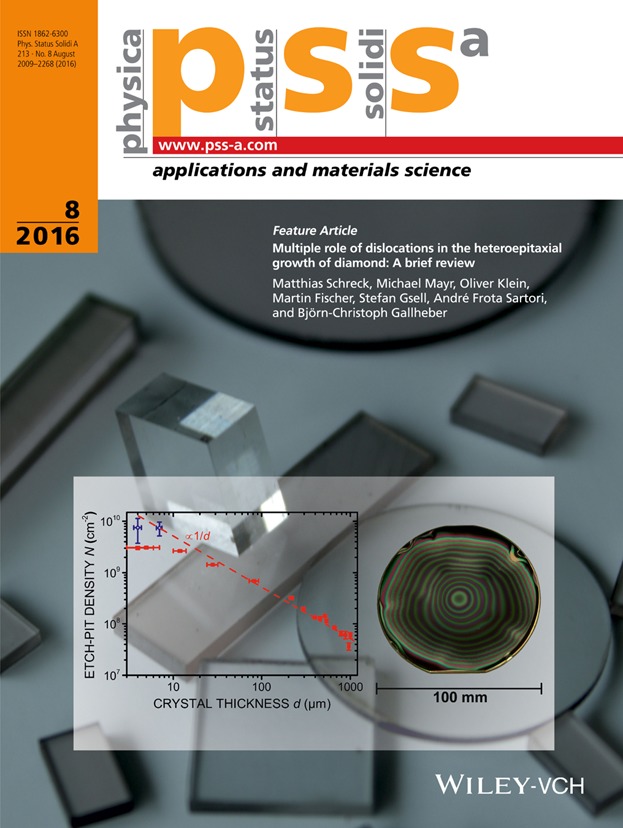 Multiple role of dislocations in the heteroepitaxial growth of diamond: A brief review (Phys. Status Solidi A 8∕2016)