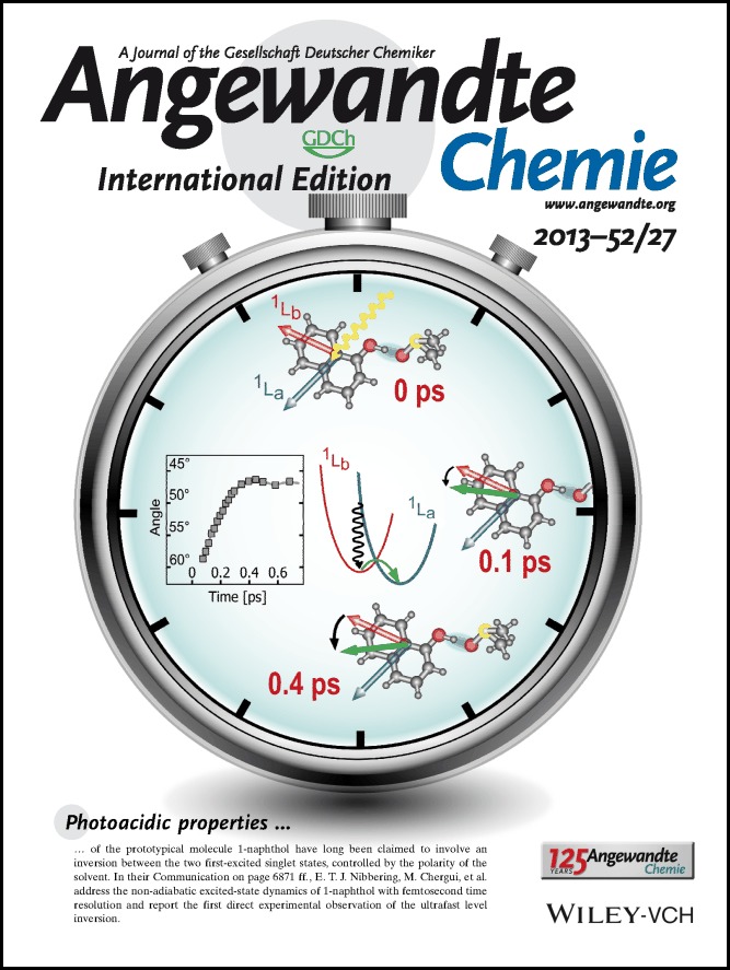 Inside Back Cover: Ultrafast Solvent-Assisted Electronic Level Crossing in 1-Naphthol (Angew. Chem. Int. Ed. 27/2013)