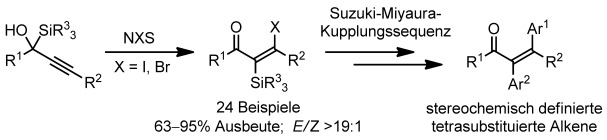 Stereoselective Synthesis of Tetrasubstituted Olefins through a Halogen-Induced 1,2-Silyl Migration
