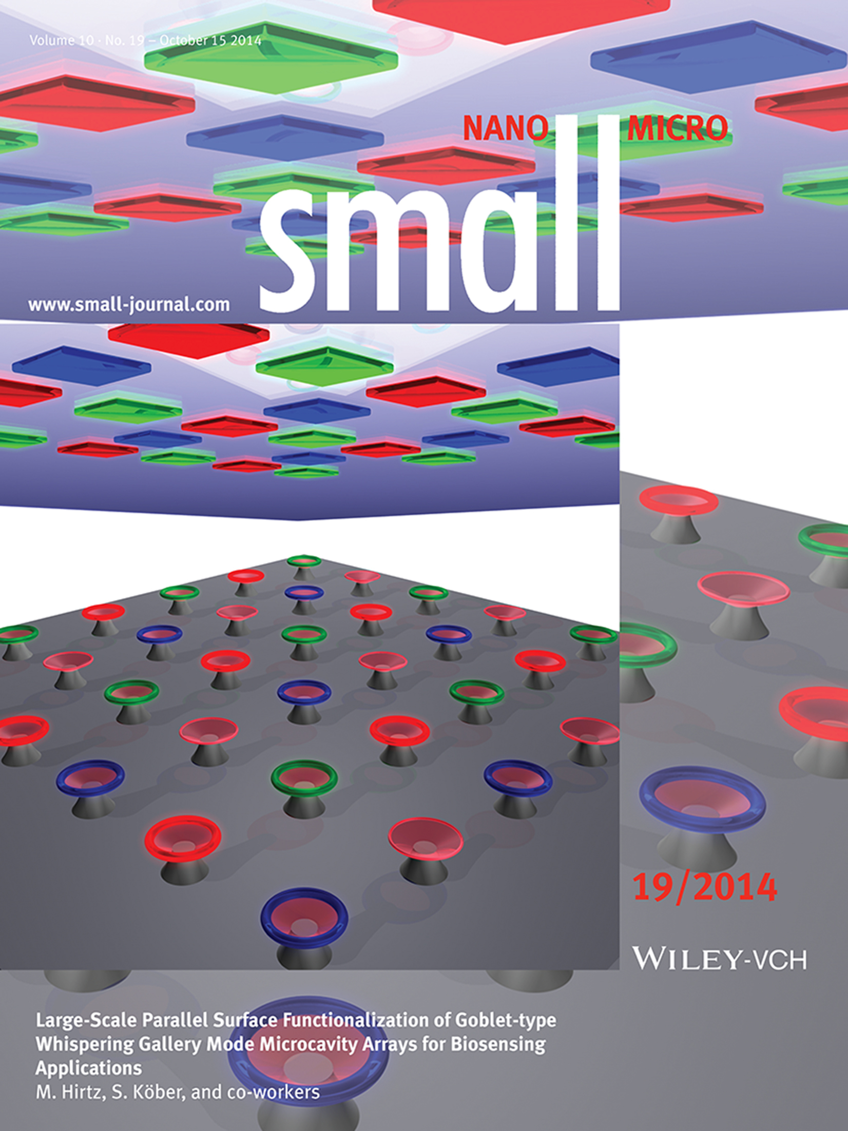 Biosensors: Large-Scale Parallel Surface Functionalization of Goblet-type Whispering Gallery Mode Microcavity Arrays for Biosensing Applications (Small 19/2014)