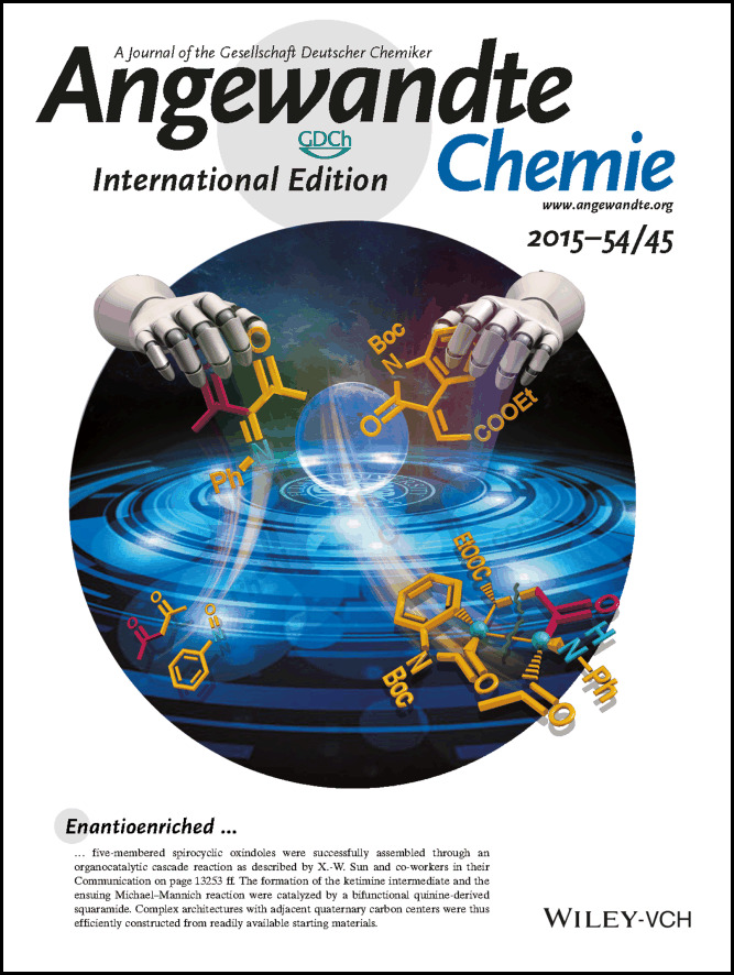 Inside Cover: Squaramide-Catalyzed Synthesis of Enantioenriched Spirocyclic Oxindoles via Ketimine Intermediates with Multiple Active Sites (Angew. Chem. Int. Ed. 45/2015)