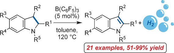 Frustrated Lewis Pair Catalyzed Dehydrogenative Oxidation of Indolines and Other Heterocycles