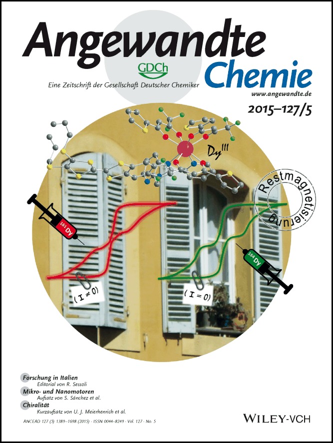 Titelbild: Magnetic Memory in an Isotopically Enriched and Magnetically Isolated Mononuclear Dysprosium Complex (Angew. Chem. 5/2015)