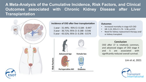 A meta-analysis of the cumulative incidence, risk factors, and clinical outcomes associated with chronic kidney disease after liver transplantation