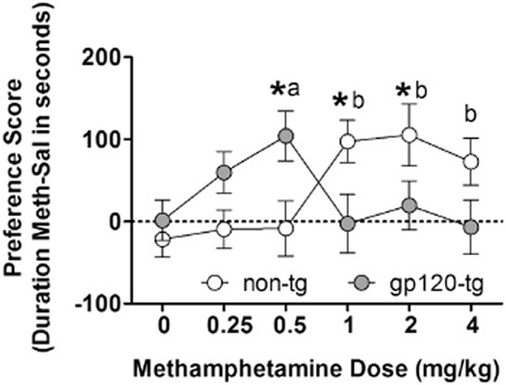 Expression of HIV gp120 protein increases sensitivity to the rewarding properties of methamphetamine in mice