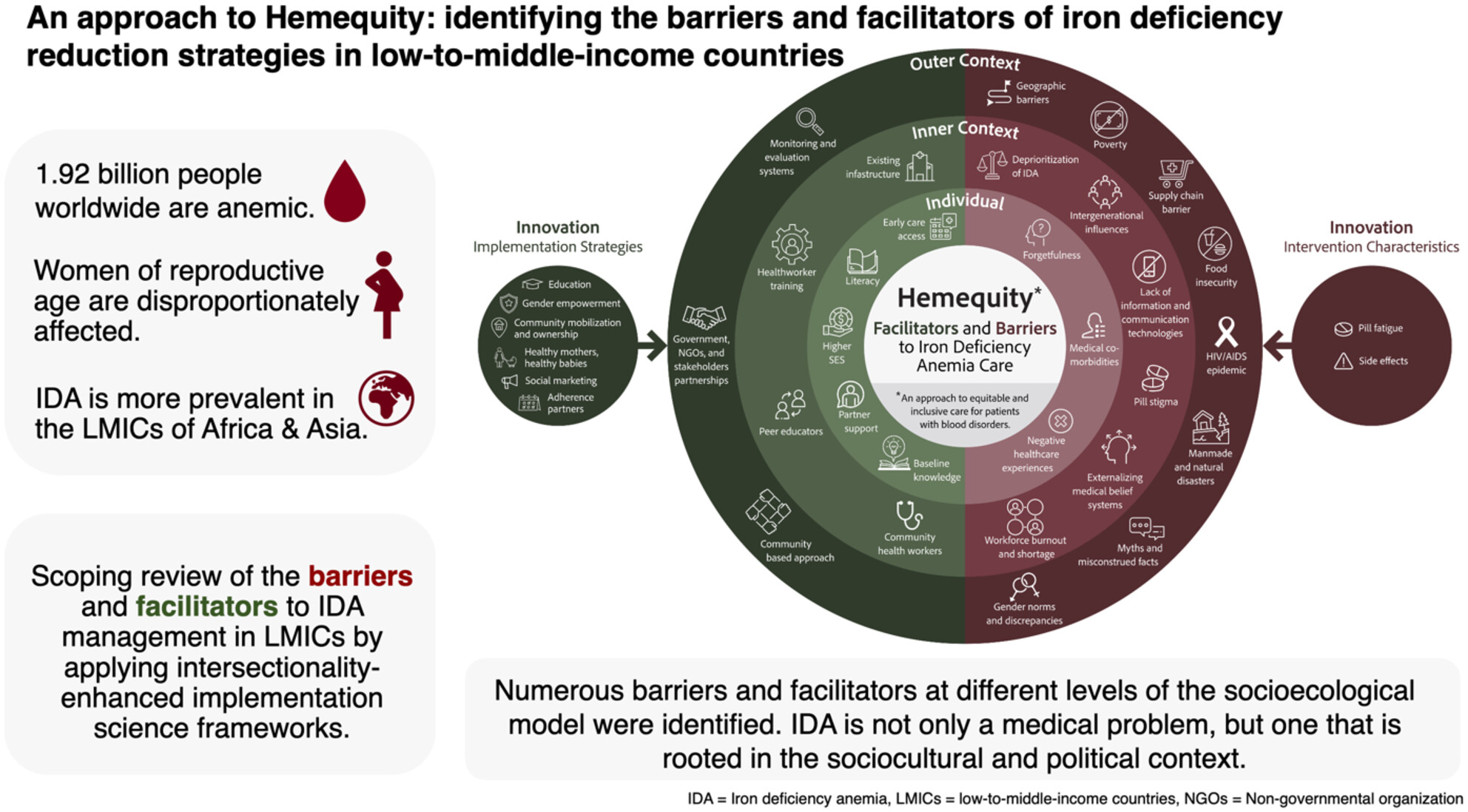 An approach to Hemequity: Identifying the barriers and facilitators of iron deficiency reduction strategies in low- to middle-income countries