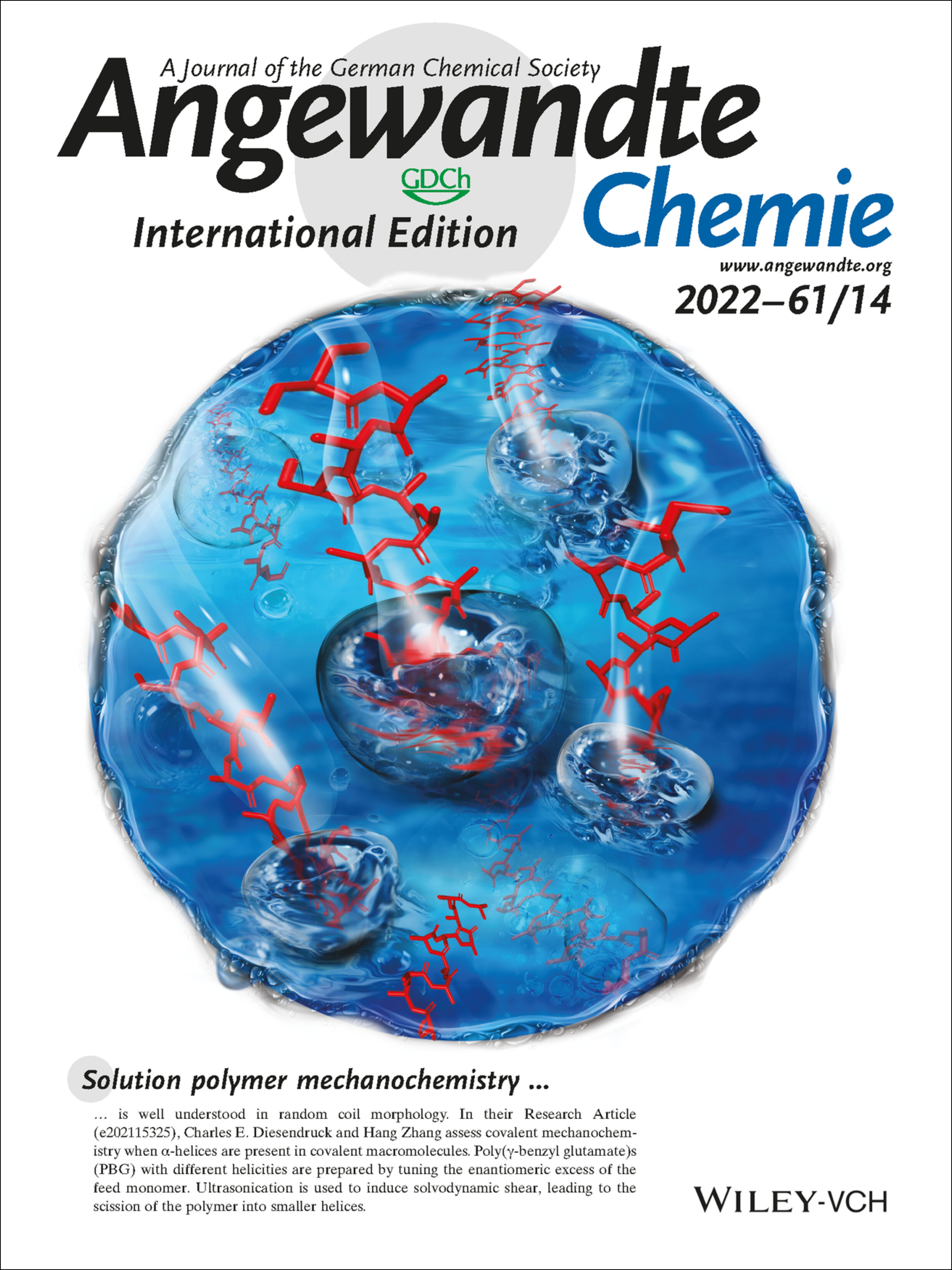 Back Cover: Accelerated Mechanochemistry in Helical Polymers (Angew. Chem. Int. Ed. 14/2022) Volume 61 Issue 14, 2022