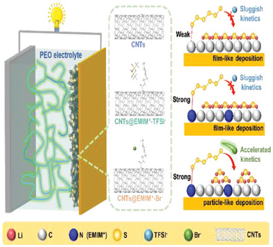 Functional CNTs@EMIM+-Br− Electrode Enabling Polysulfides Confining and Deposition Regulating for Solid-State Li-Sulfur Battery