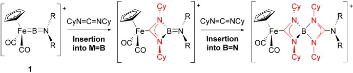 Cationic Terminal Aminoborylene Complexes: Controlled Stepwise Insertion into MB and BN Double Bonds