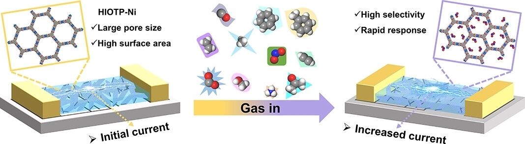 Two-Dimensional Conjugated Metal-Organic Frameworks with Large Pore Apertures and High Surface Areas for NO2 Selective Chemiresistive Sensing