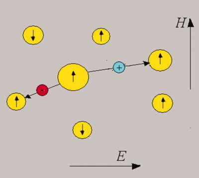 Charge transfer in composites “dielectric + metal nanoparticles”: Effect of electric and magnetic fields