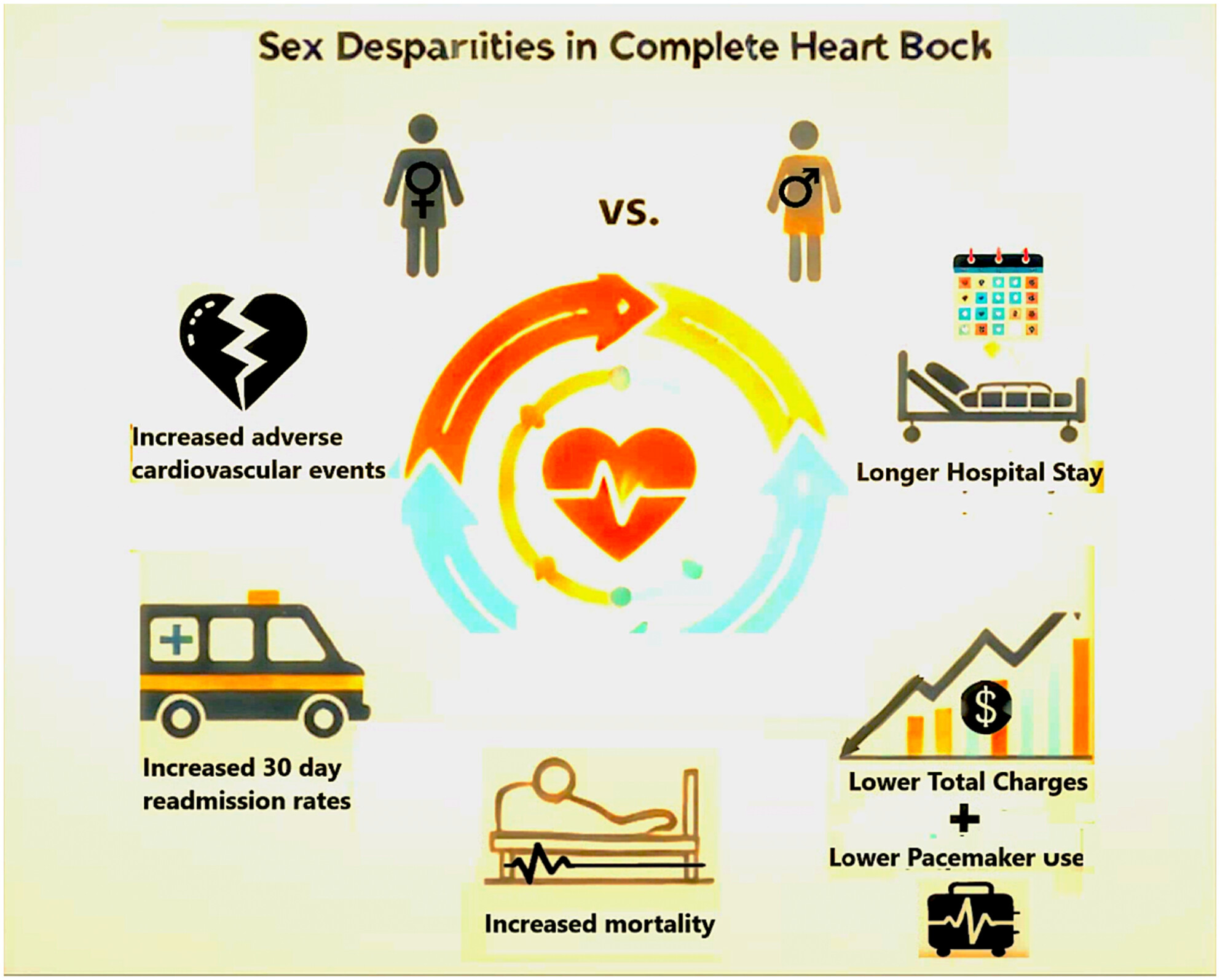 Sex based disparities in hospitalization and readmission outcomes for complete atrioventricular block: Insights from United States readmission data