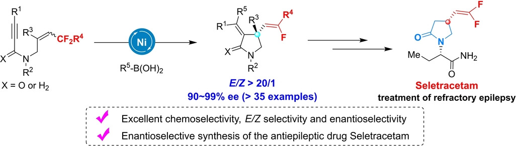 Nickel-Catalyzed Defluorinative Asymmetric Cyclization of Fluoroalkyl-Substituted 1,6-Enynes for the Synthesis of Seletracetam