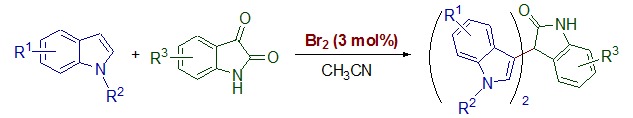 Bromine/para-Toluenesulfonic Acid-Catalyzed Synthesis of 3,3-Bis(indole-3-yl)indoline-2-
(1H)-ones by Condensing Indoles with Isatins