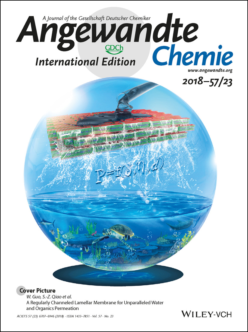 Cover Picture: A Regularly Channeled Lamellar Membrane for Unparalleled Water and Organics Permeation (Angew. Chem. Int. Ed. 23/2018) Volume 57 Issue 23, 2018