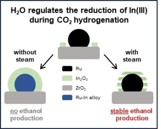 Steam-Assisted Selective CO2 Hydrogenation to Ethanol over Ru−In Catalysts