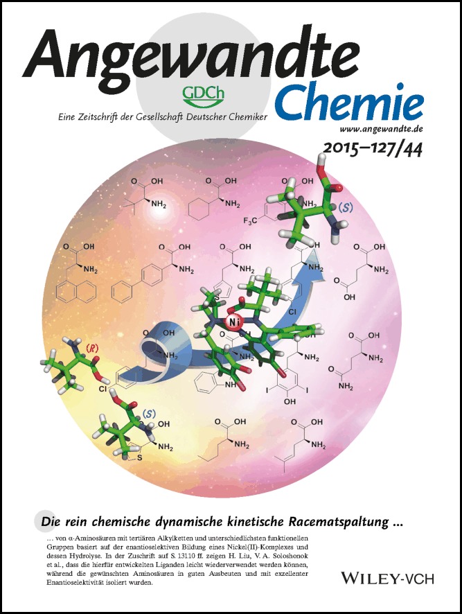 Innentitelbild: Recyclable Ligands for the Non-Enzymatic Dynamic Kinetic Resolution of Challenging α-Amino Acids (Angew. Chem. 44/2015)