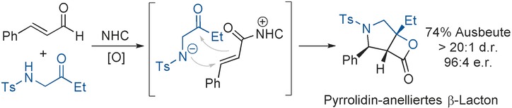 Construction of Fused Pyrrolidines and β-Lactones by Carbene-Catalyzed C−N, C−C, and C−O Bond Formations