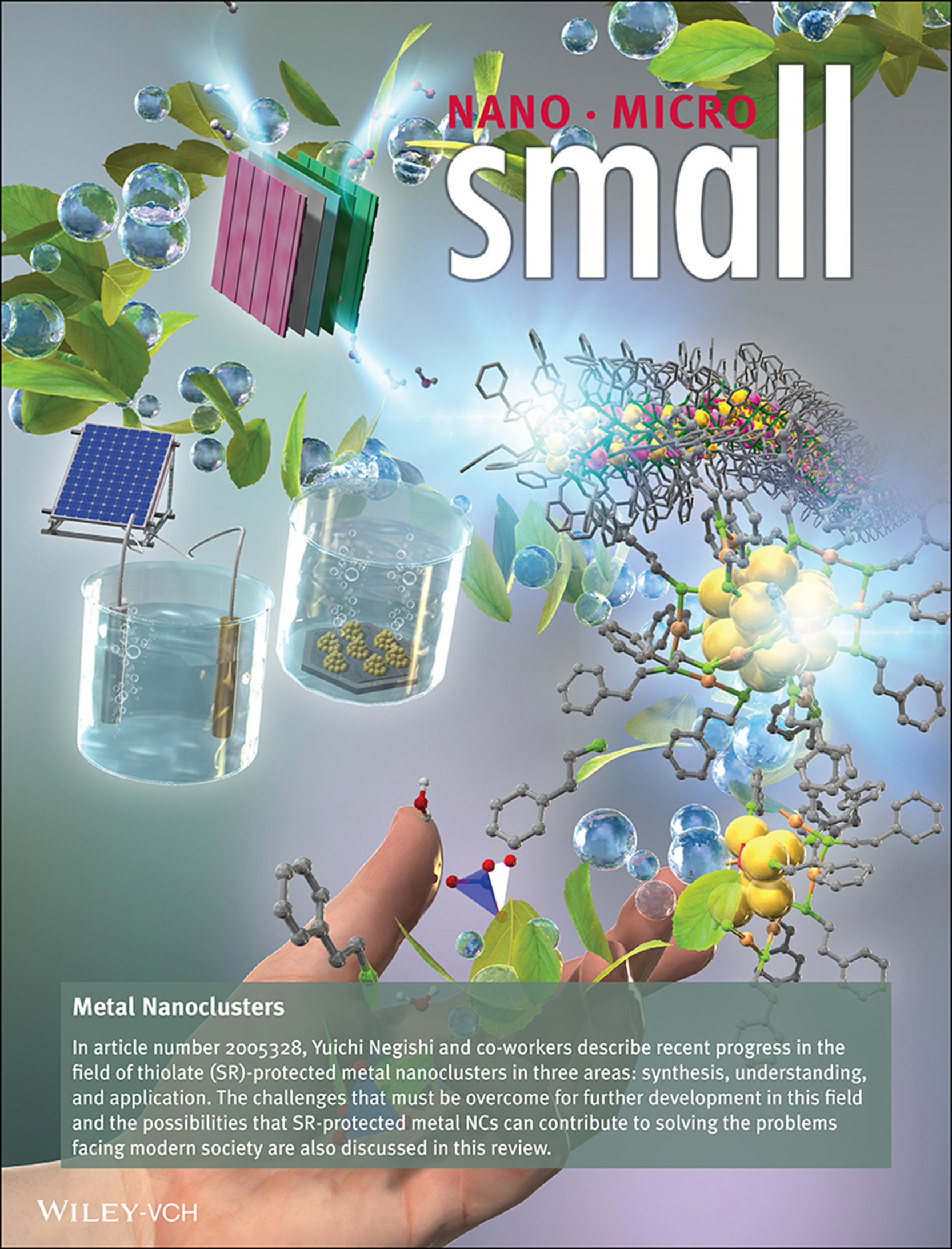 Metal Nanoclusters: Thiolate-Protected Metal Nanoclusters: Recent Development in Synthesis, Understanding of Reaction, and Application in Energy and Environmental Field (Small 27/2021) Volume 17 Issue 27, 2021