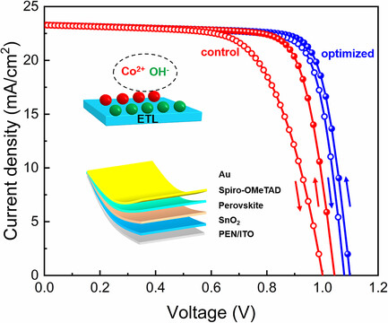 Efficient Flexible Perovskite Solar Cells with Reduced Hysteresis Employing Cobalt Nitrate Treated SnO2