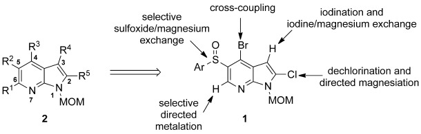Full Functionalization of the 7-Azaindole Scaffold by Selective Metalation and Sulfoxide/Magnesium Exchange