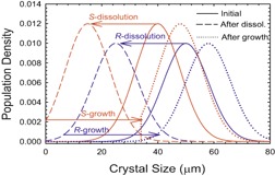 Mathematical Modeling of Chiral Symmetry Breaking due to Differences in Crystal Growth Kinetics