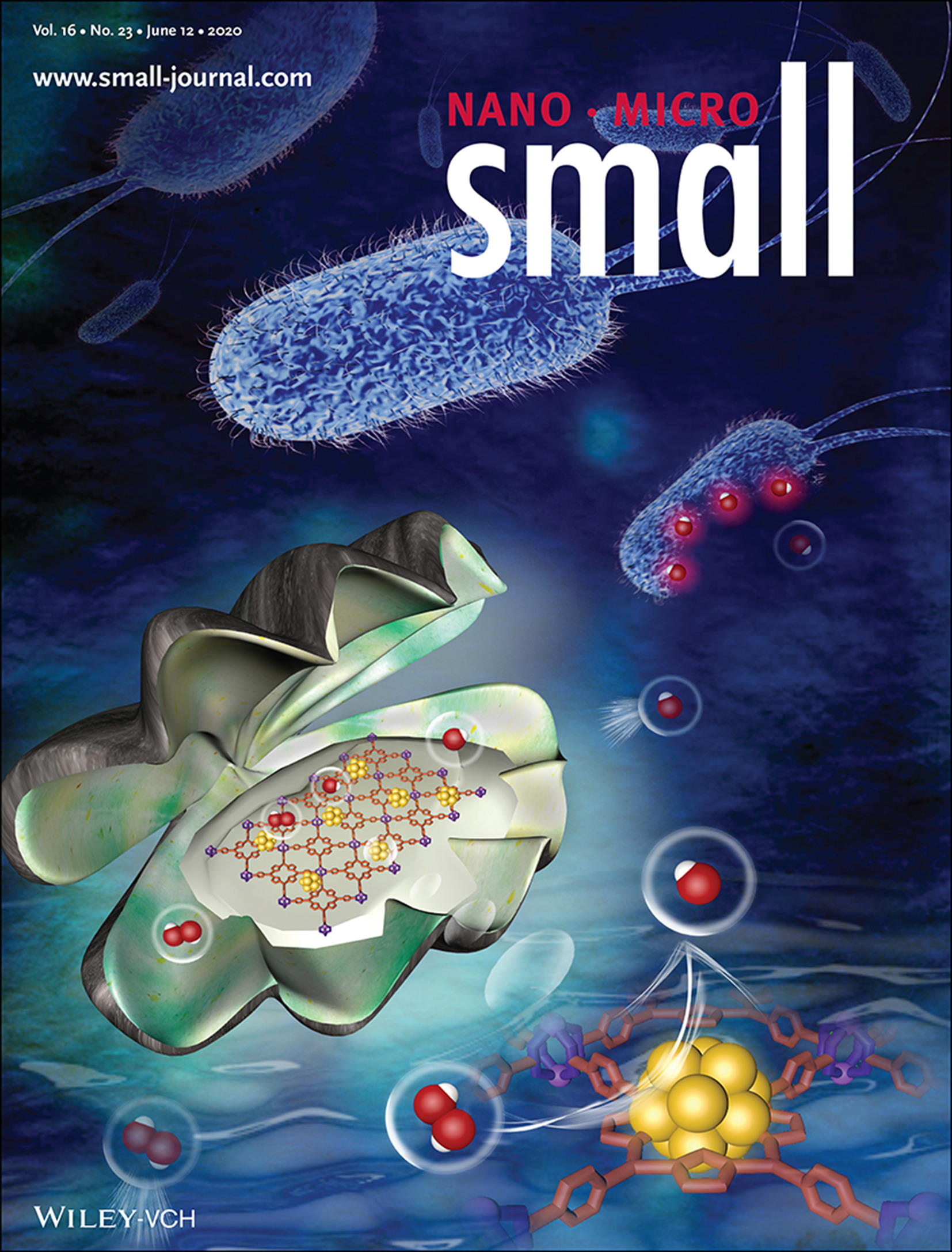 Antibacterial Therapy: In Situ Fabrication of Ultrasmall Gold Nanoparticles/2D MOFs Hybrid as Nanozyme for Antibacterial Therapy (Small 23/2020) Volume 16 Issue 23, 2020