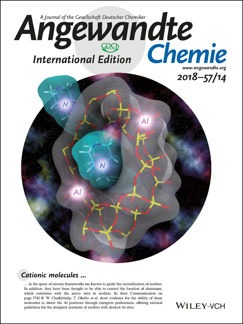 Inside Cover: Directing Aluminum Atoms into Energetically Favorable Tetrahedral Sites in a Zeolite Framework by Using Organic Structure-Directing Agents (Angew. Chem. Int. Ed. 14/2018) Volume 57 Issue 14, 2018