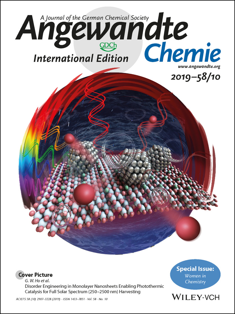 Cover Picture: Disorder Engineering in Monolayer Nanosheets Enabling Photothermic Catalysis for Full Solar Spectrum (250–2500 nm) Harvesting (Angew. Chem. Int. Ed. 10/2019) Volume 58 Issue 10, 2019