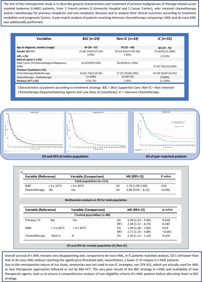 Clinical outcome of therapy-related acute myeloid leukemia patients. Real-life experience in a University Hospital and a Cancer Center in France