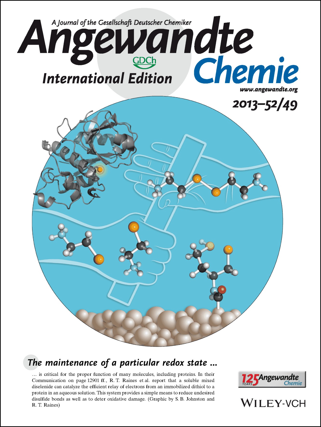 Inside Cover: Thiols and Selenols as Electron-Relay Catalysts for Disulfide-Bond Reduction (Angew. Chem. Int. Ed. 49/2013)