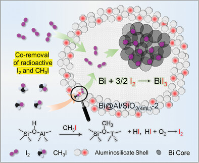 Hollow Core–Shell Bismuth Based Al-Doped Silica Materials for Powerful Co-Sequestration of Radioactive I2 and CH3I