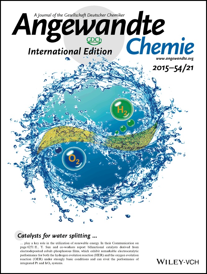 Back Cover: Electrodeposited Cobalt-Phosphorous-Derived Films as Competent Bifunctional Catalysts for Overall Water Splitting (Angew. Chem. Int. Ed. 21/2015)