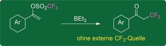 Synthesis of α-Trifluoromethylated Ketones from Vinyl Triflates in the Absence of External Trifluoromethyl Sources
