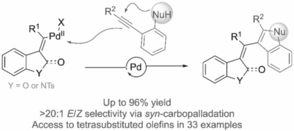 Accessing Unsymmetrically Linked Heterocycles through Stereoselective Palladium-Catalyzed Domino Cyclization