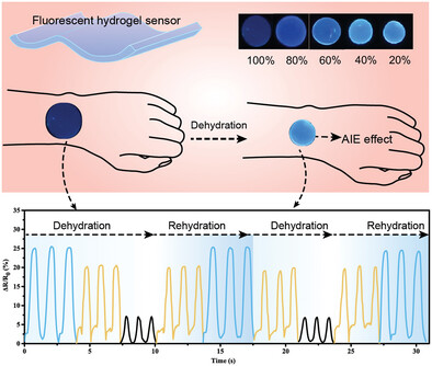 A Fluorescent Hydrogel with AIE Emission for Dehydration-Visualizable Wearable Sensors