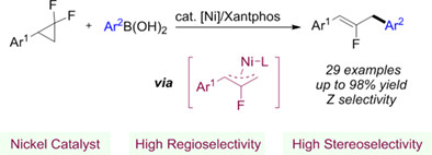 Nickel-Catalyzed Regio- and Stereoselective Defluorinative Arylation of gem-Difluorinated Cyclopropanes