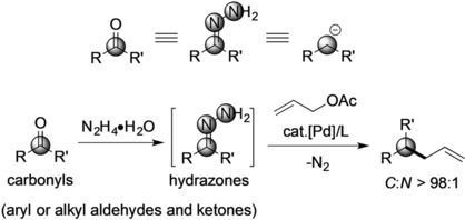 Umpolung of Carbonyl Groups as Alkyl Organometallic Reagent Surrogates for Palladium-Catalyzed Allylic Alkylation