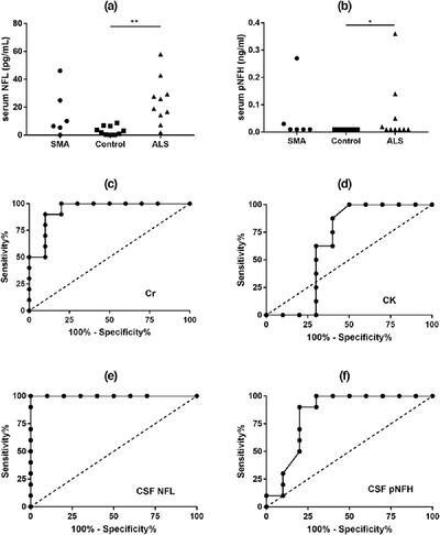 Comparison of neurofilament light and heavy chain in spinal muscular atrophy and amyotrophic lateral sclerosis: A pilot study