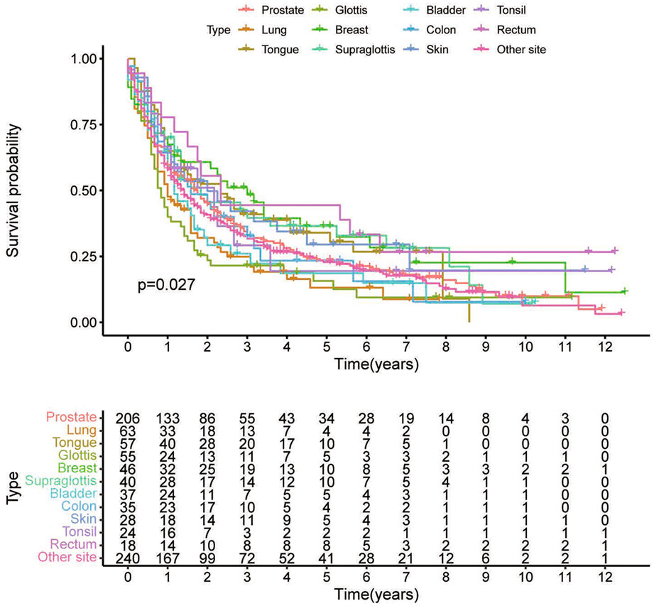 Impact of prior cancer history on survival of patients with hypopharyngeal cancer