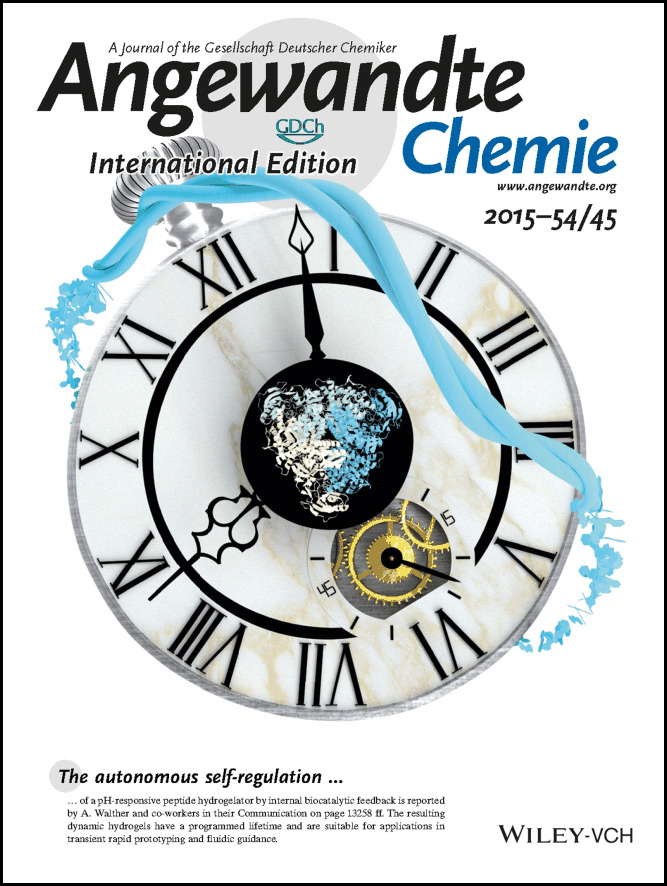 Inside Back Cover: Biocatalytic Feedback-Driven Temporal Programming of Self-Regulating Peptide Hydrogels (Angew. Chem. Int. Ed. 45/2015)