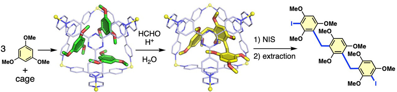 Selective Synthesis and Functionalization of an Acyclic Methylene-Bridged-Arene Trimer in a Cage