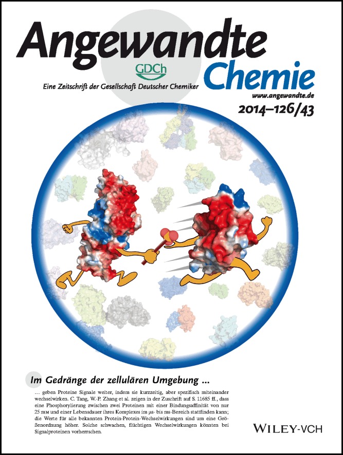 Rücktitelbild: Visualizing an Ultra-Weak Protein–Protein Interaction in Phosphorylation Signaling (Angew. Chem. 43/2014)