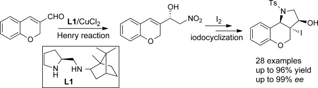 Copper-Catalyzed Enantioselective Henry Reaction of Enals and Subsequent Iodocyclization: Stereoselective Construction of Chiral Azatricyclic Frameworks